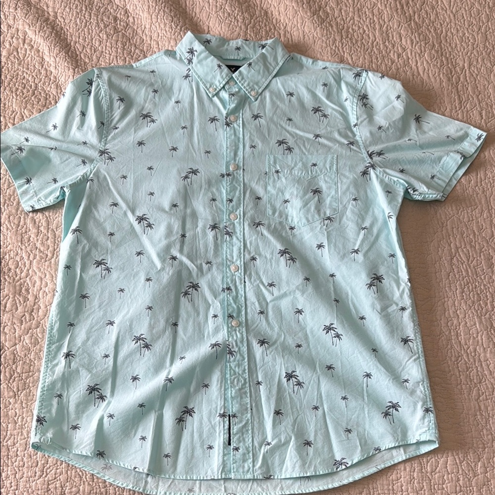 Blue Casual Button Down Shirt with Relaxed Fit